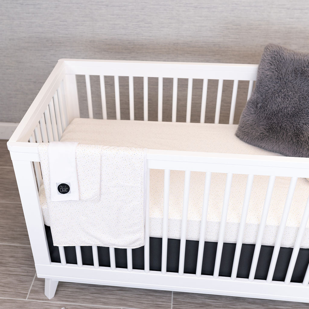 Little Tiny Hugs - Deluxe Nursery Bedding Set - Multi-colored Freehand X's on Ivory - Olli+Lime